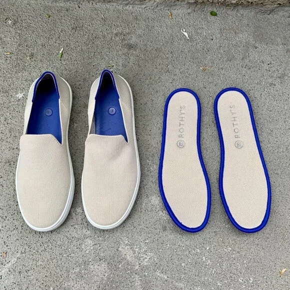 ROTHY'S Sand Original Slip On Sneaker Womens 6.5 37 Shoes Rothys Fabric Flat Tan - Picture 9 of 12